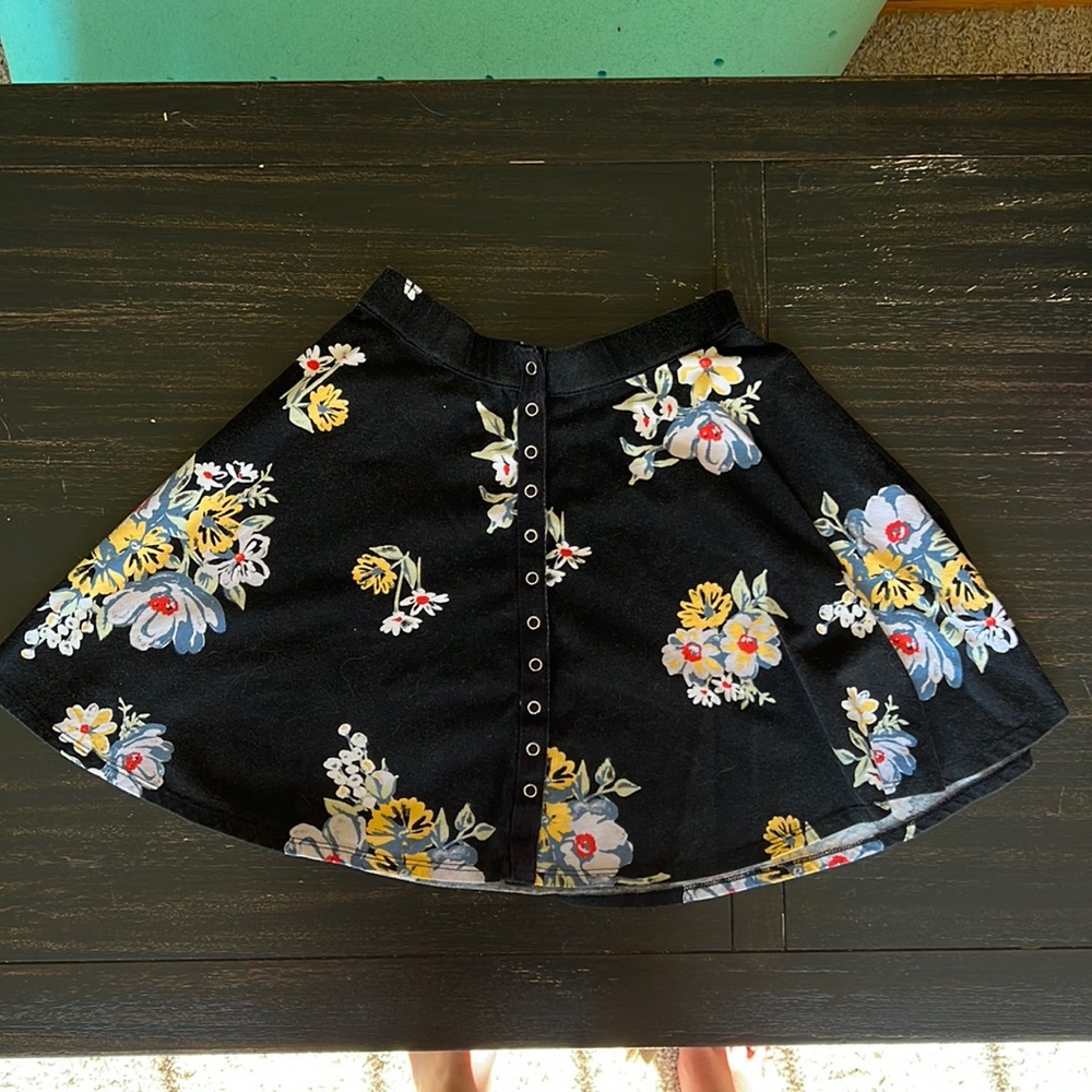 Black floral mini shirt